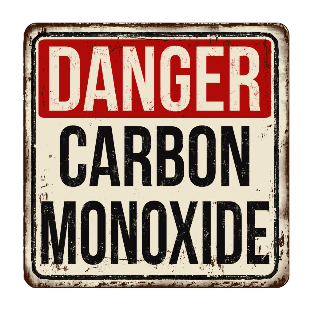 Danger carbon monoxide vintage rusty metal sign